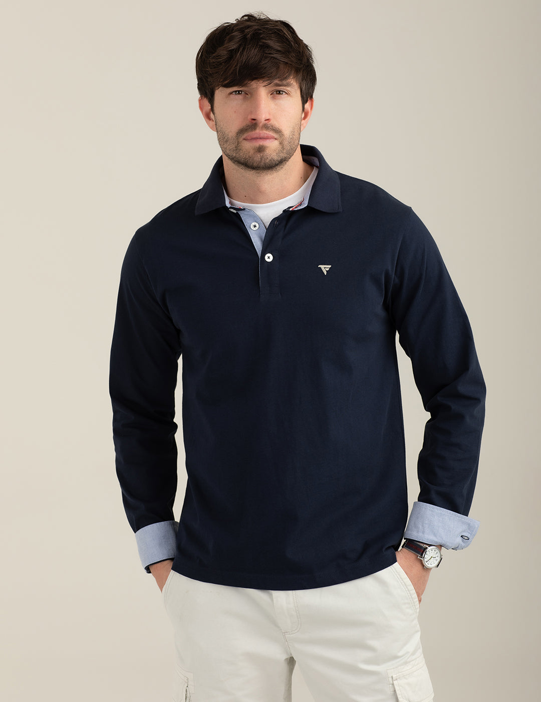 Polo a manica lunga in jersey uomo blue fm26s05qu cc-a0601 Polo a manica lunga in jersey