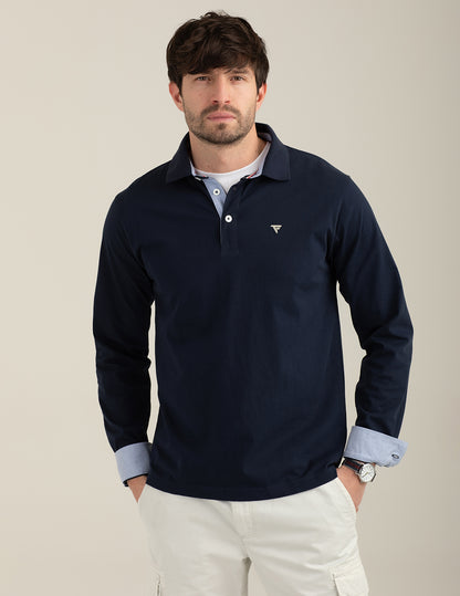 Polo a manica lunga in jersey