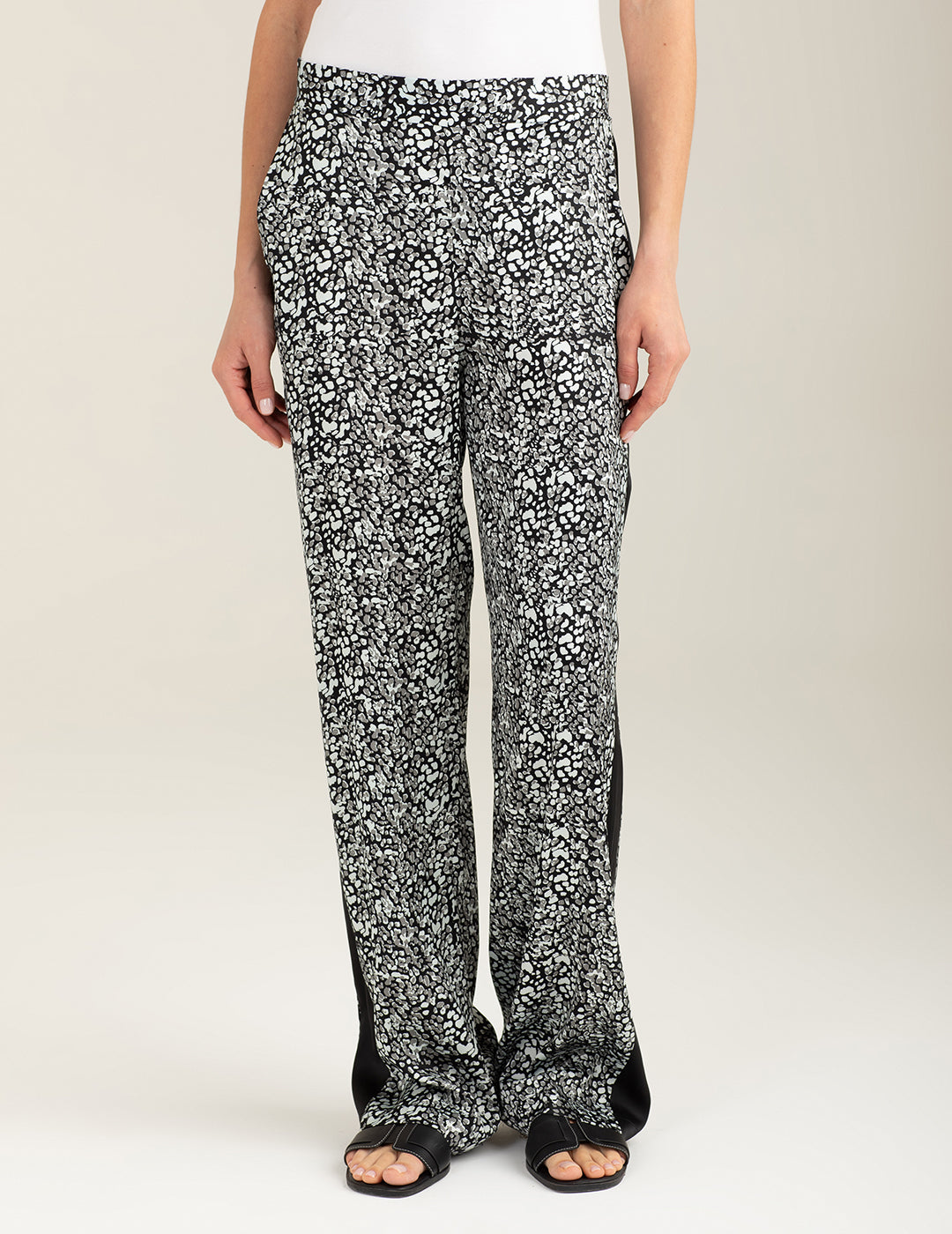 Pantalone in raso stampato donna black fw26s30pt cc-a0951 Pantalone in raso stampato