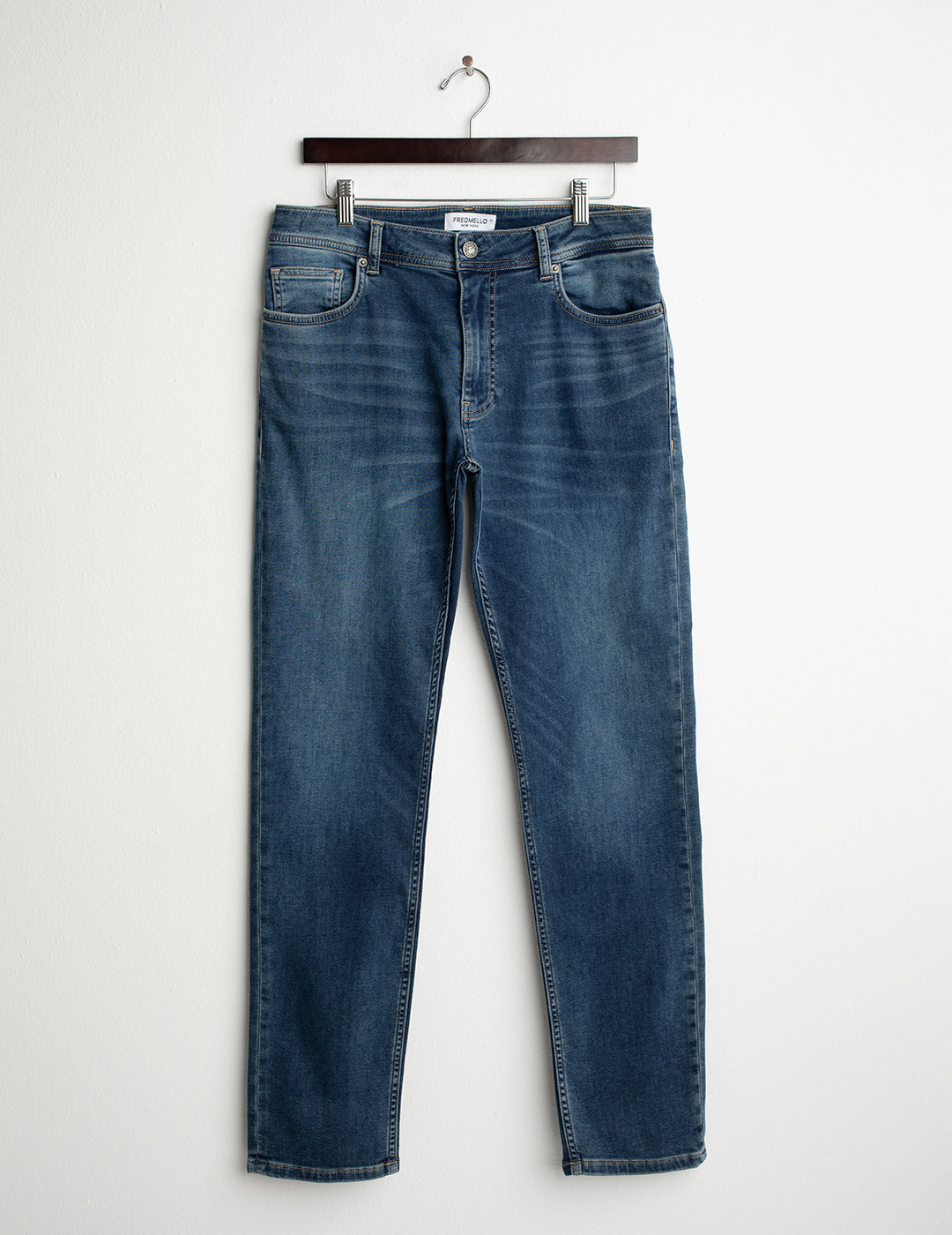 Pantalone in felpa effetto denim uomo middle blue fm26s24pf cc-a1101 Pantalone in felpa effetto denim