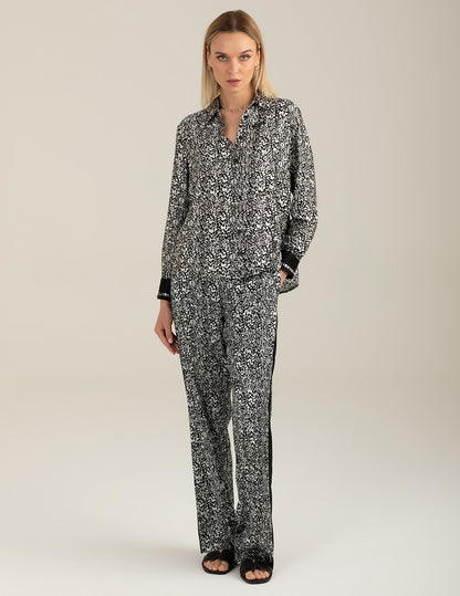 Pantalone in raso stampato