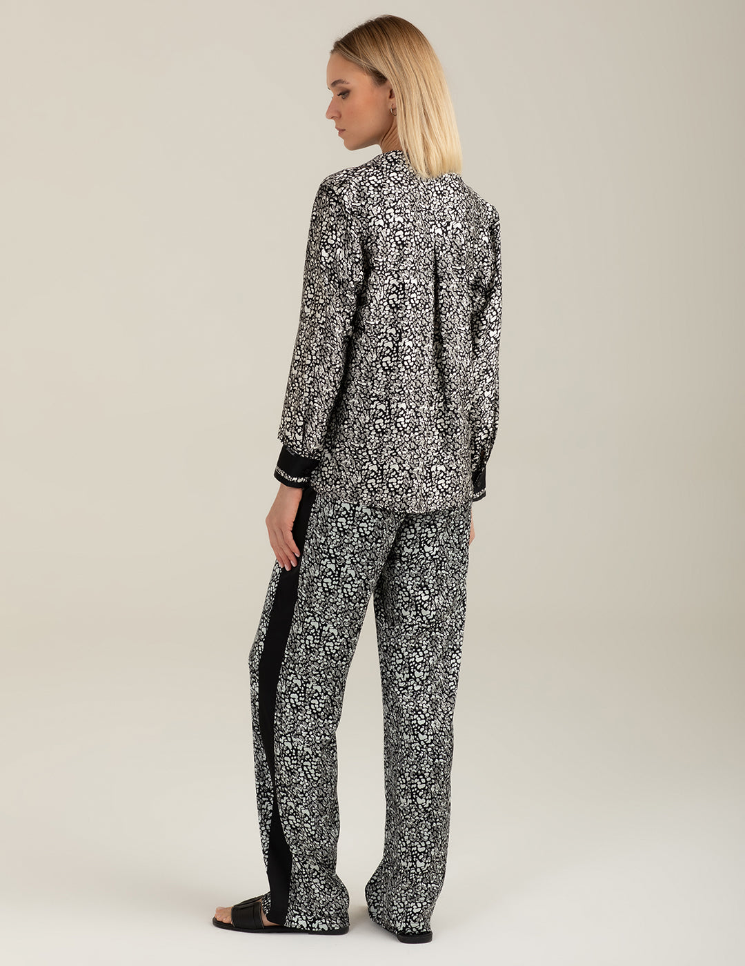 Pantalone in raso stampato donna black fw26s30pt cc-a0951 Pantalone in raso stampato