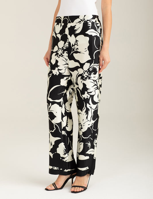 Pantalone in raso stampato donna flower fw26s30pt cc-a1407