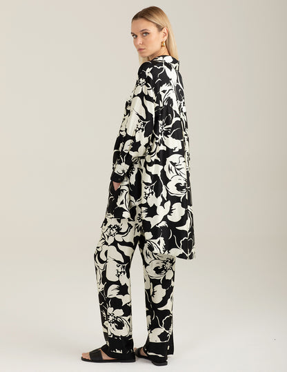 Pantalone in raso stampato