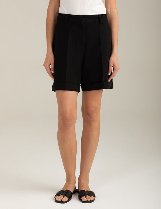 Bermuda bi-stretch con risvolto donna black fw26s38eu cc-a0951