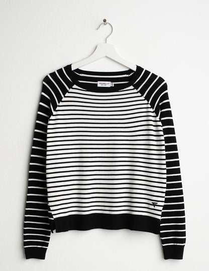 Maglia girocollo raglan a righe