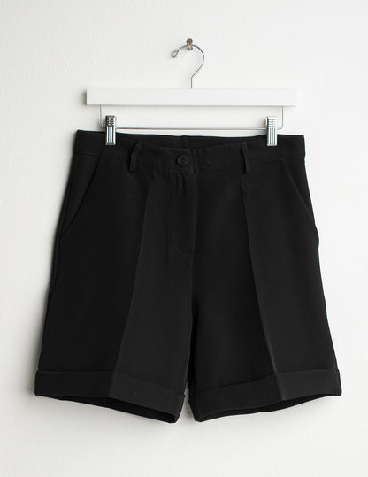 Bi-Stretch Bermuda Shorts with Cuffed Hem