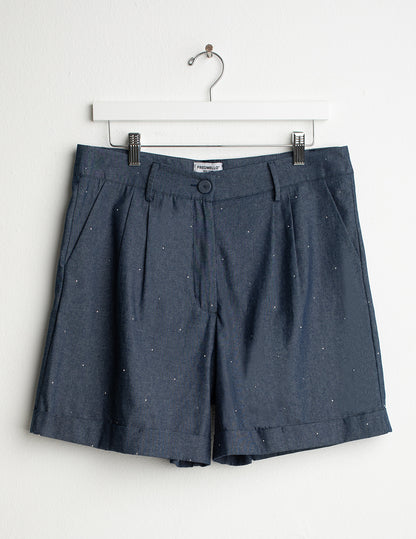 Bermuda chambray con applicazioni di strass