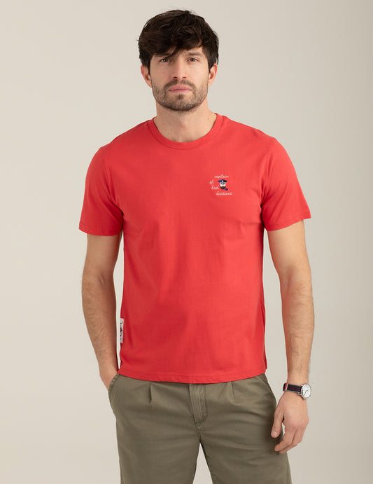 Crew Neck T-Shirt with Embroidered Graphic man lobster fm26s15tg cc-a0211