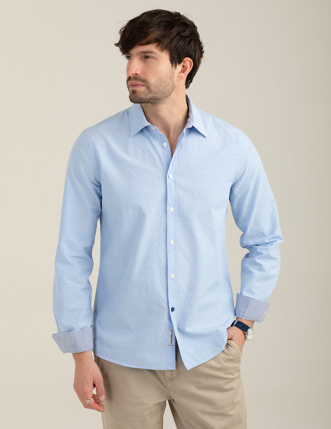 Camicia in jacquard stretch uomo light blue fm26s05ct cc-a1001 Camicia in jacquard stretch