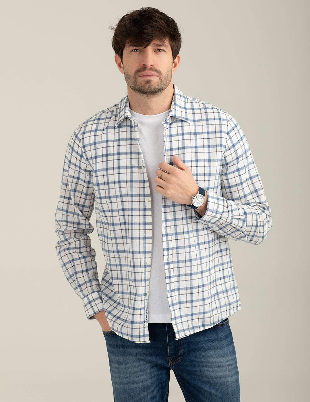 Check Shirt man white fm26s14ct cc-a0001 Check Shirt