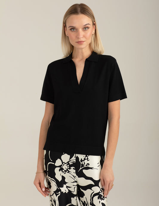 Polo in maglia a manica corta donna black fw26s04mm cc-a0951
