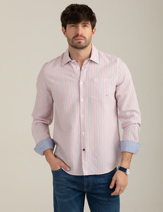 Seersucker Shirt man red fm26s13ct cc-a0301