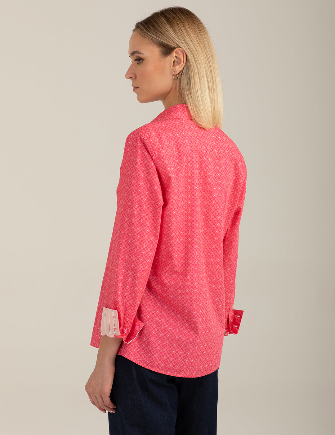 Camicia a manica lunga di cotone stampato donna coral fw26s25cs cc-a0202 Camicia a manica lunga di cotone stampato