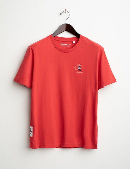 T-shirt girocollo con grafica ricamata