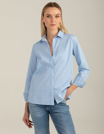 Camicia a manica lunga di cotone stampato