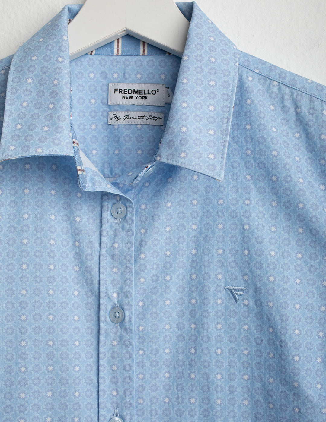 Camicia a manica lunga di cotone stampato donna light blue fw26s25cs cc-a1001 Camicia a manica lunga di cotone stampato