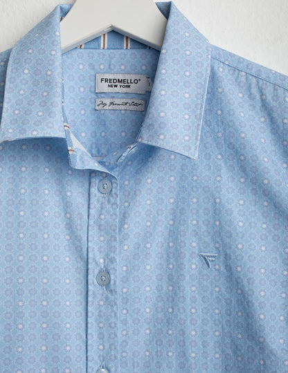 Camicia a manica lunga di cotone stampato