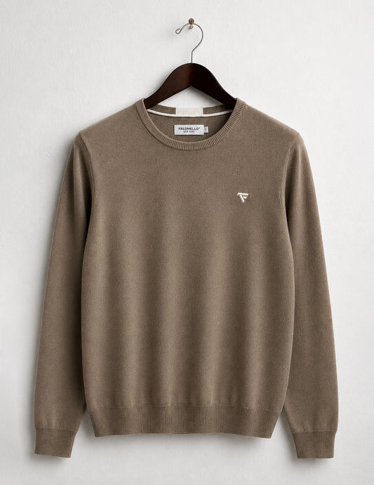 Maglia girocollo a maniche lunghe uomo kaki fm26s01mg cc-a0260