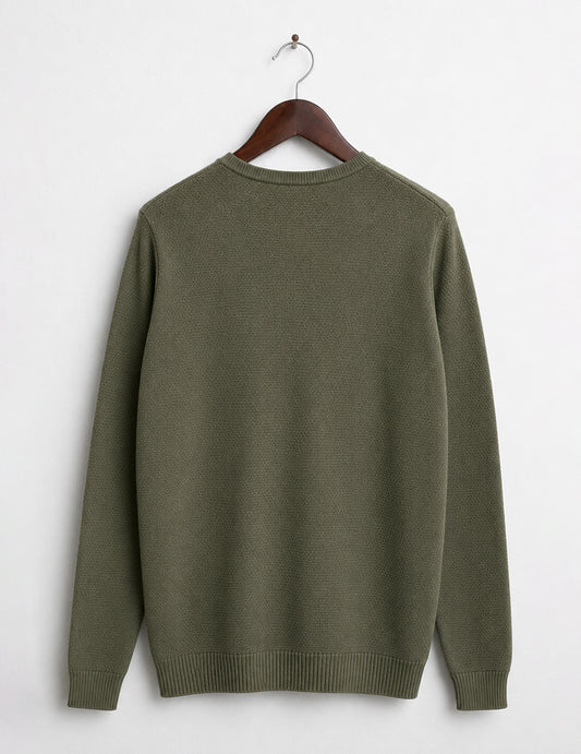 Piqué Crew Neck Knit - back - 002