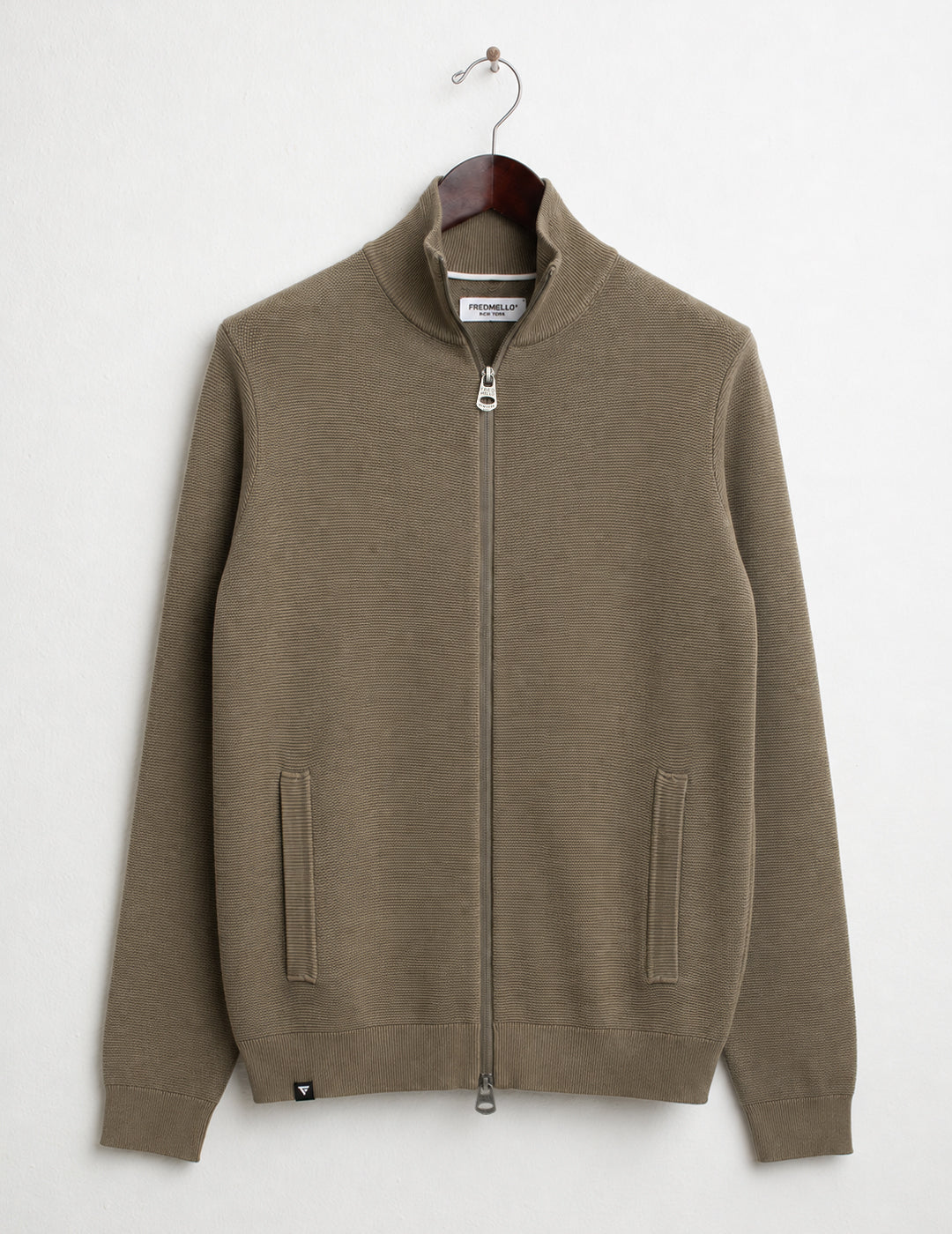 Piqué Full-Zip Knit man kaki fm26s03mz cc-a0260 MAGLIA M/L ZIP UNITO MAN