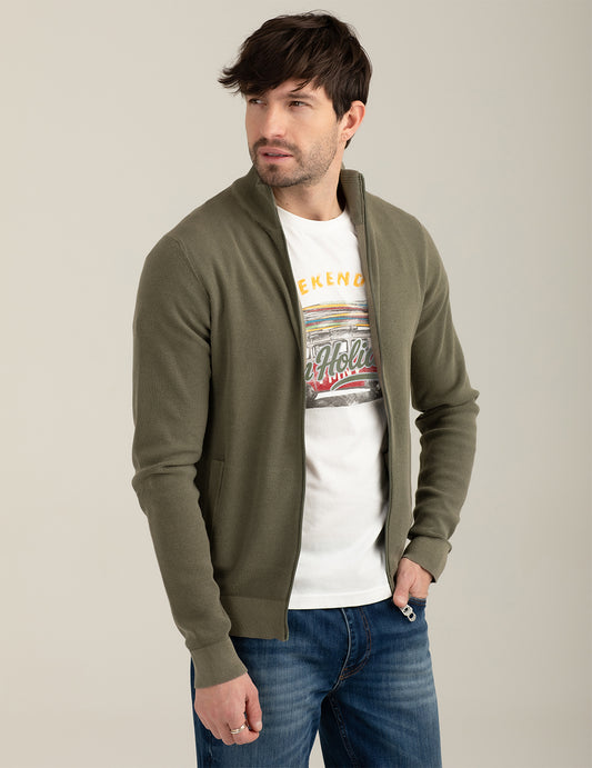 Maglia full zip in punto piquet - back - 002