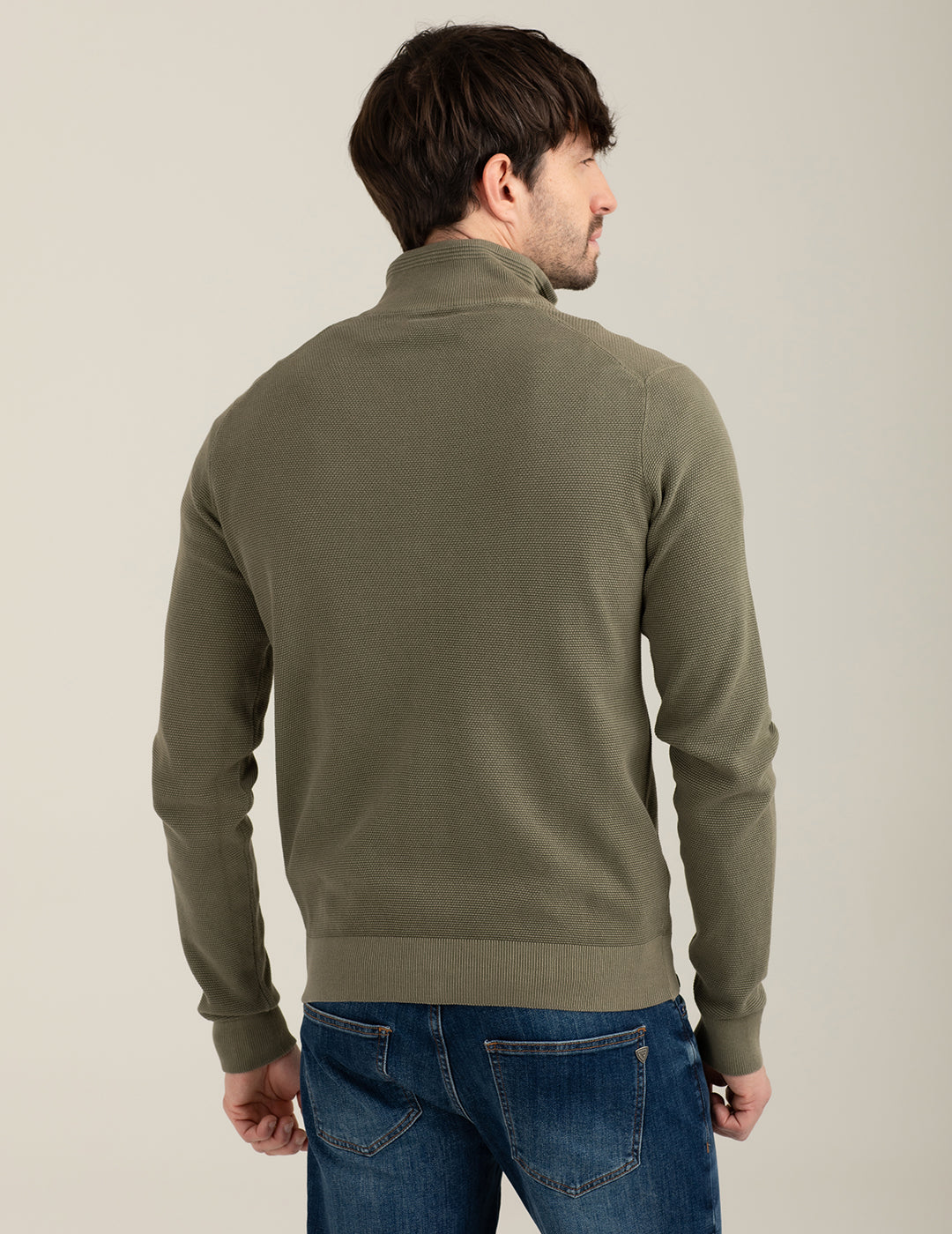 Maglia full zip in punto piquet uomo army fm26s03mz cc-a0804 MAGLIA M/L ZIP UNITO MAN