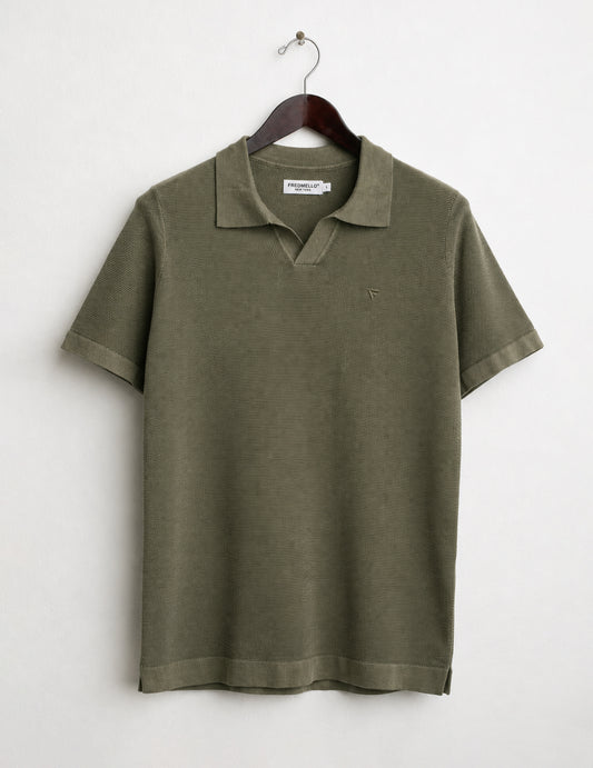 Piqué Knit Polo Shirt man army fm26s04ma cc-a0804