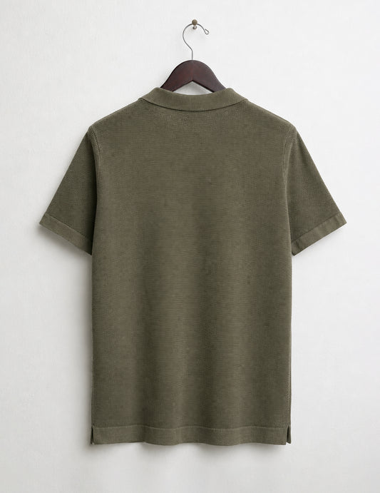 Piqué Knit Polo Shirt - back - 002