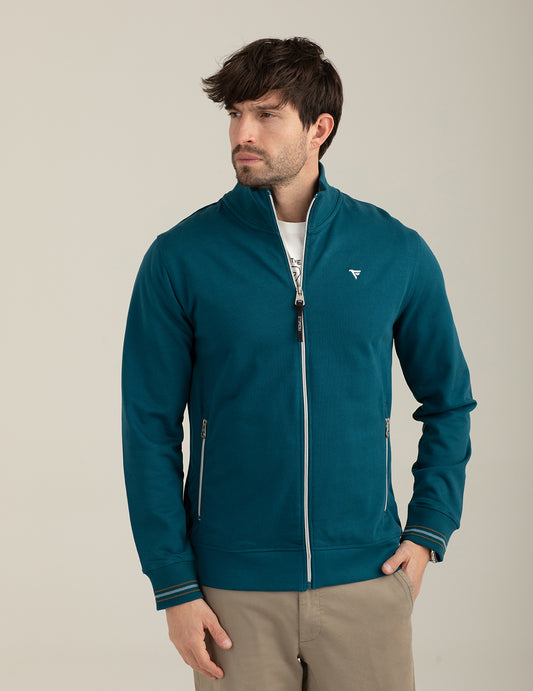 Full-Zip Sweatshirt with Stand Collar man atlantic fm26s08fz cc-a0716