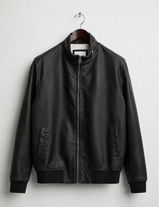 Giubbotto in similpelle con zip in metallo uomo black fm26s08ke cc-a0951