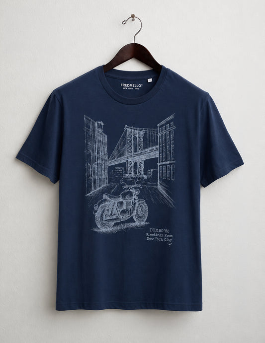 T-shirt girocollo con stampa effetto rovinato uomo blue fm26s28tg cc-a0601