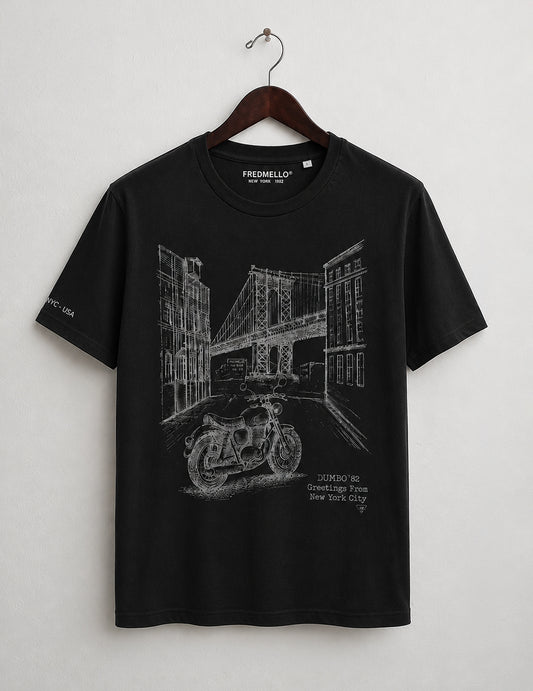 T-shirt girocollo con stampa effetto rovinato uomo black fm26s28tg cc-a0951