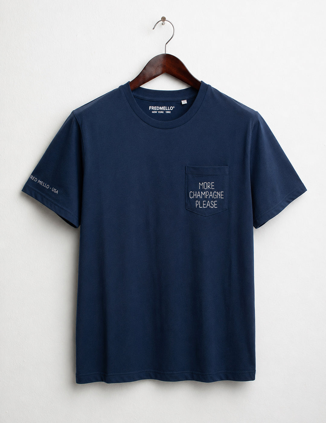 T-shirt girocollo con taschino e ricami uomo blue fm26s29tg cc-a0601 T-SHIRT M/M G/C UNITO MAN