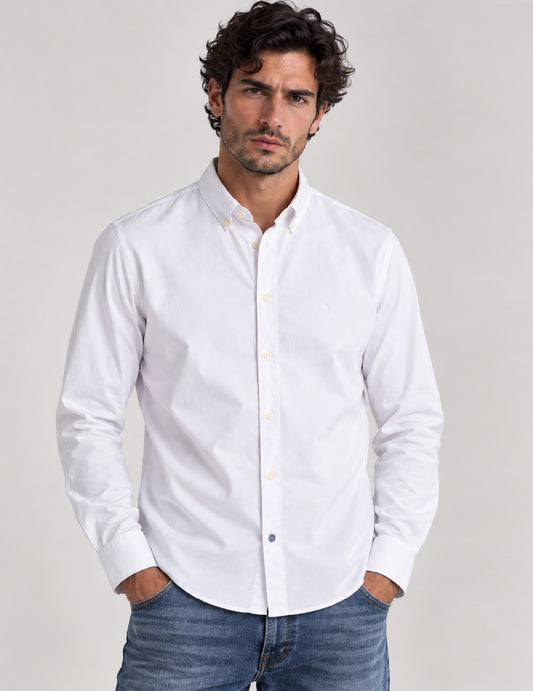 CAMICIA OXFORD CON DETTAGLI A CONTRASTO uomo white fm26w01cu cc-a0001