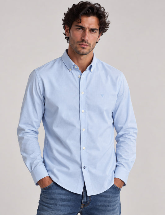 CAMICIA OXFORD CON DETTAGLI A CONTRASTO uomo light blue fm26w01cu cc-a1001