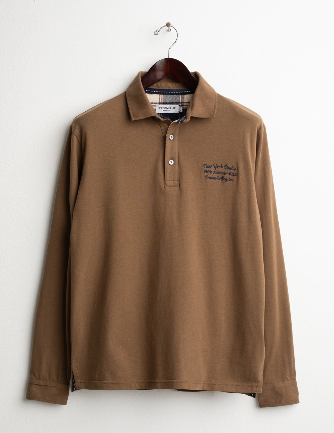 POLO CON DETTAGLI CHECK E CONTRASTO uomo camel fm26w01qu cc-a0252 POLO M/L UNITO MAN