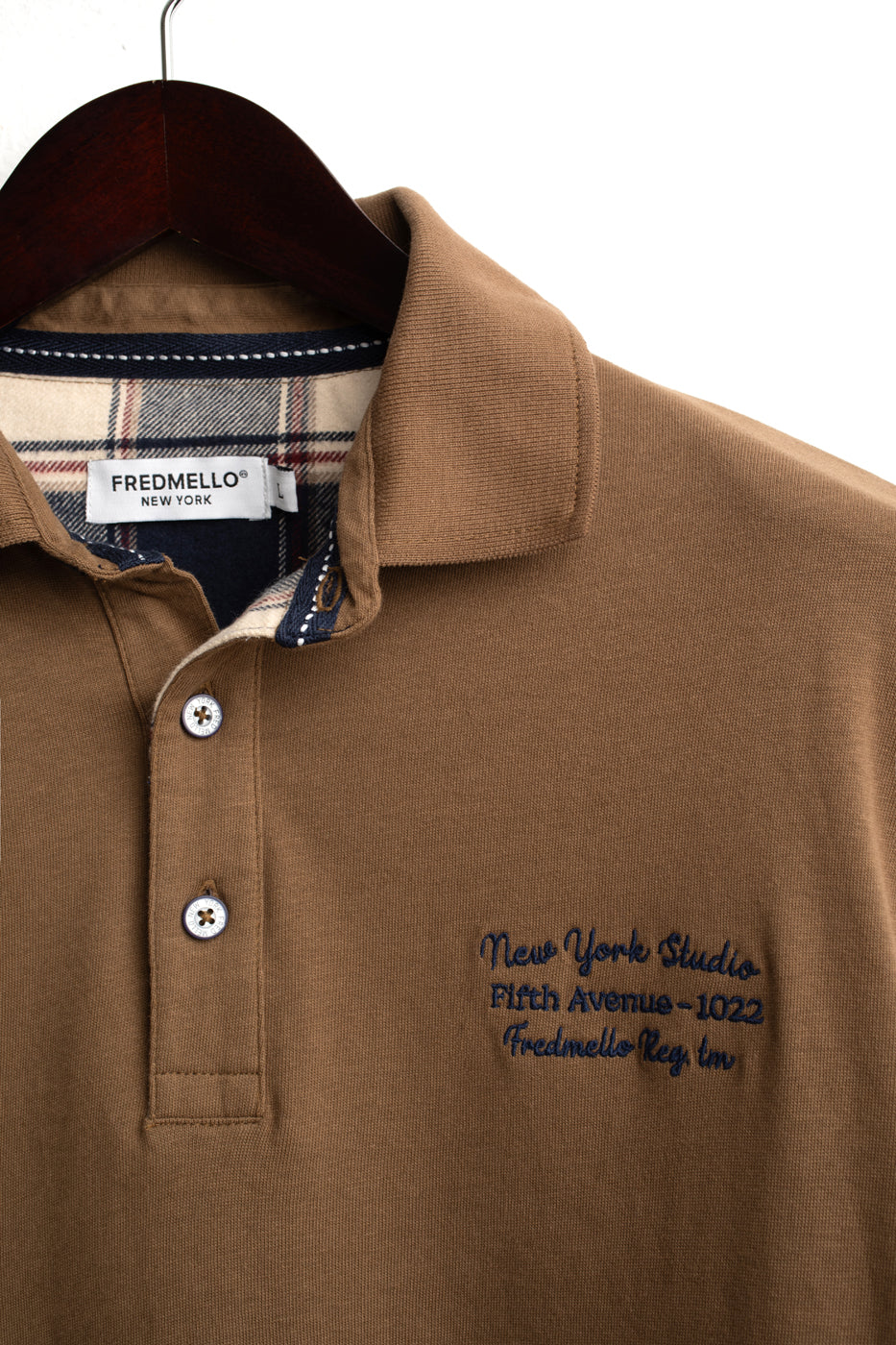 POLO CON DETTAGLI CHECK E CONTRASTO uomo camel fm26w01qu cc-a0252 POLO M/L UNITO MAN