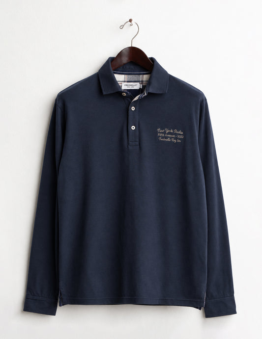 POLO CON DETTAGLI CHECK E CONTRASTO uomo blue fm26w01qu cc-a0601