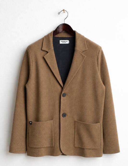 BLAZER MONOPETTO IN MAGLIA VANISÉ ESSENTIAL uomo camel fm26w02bm cc-a0252