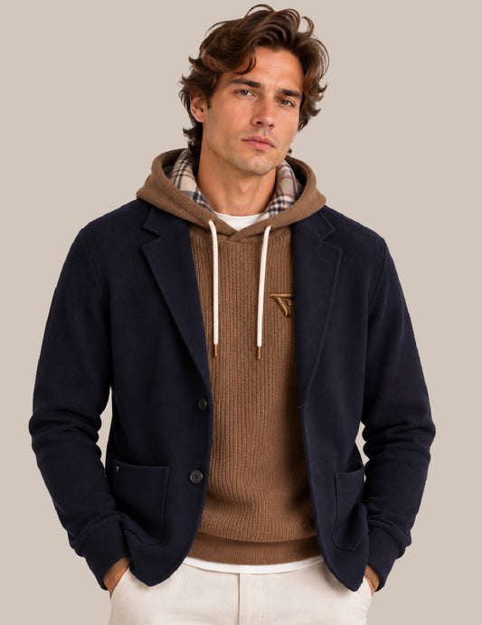ESSENTIAL SINGLE-BREASTED VANISÉ KNIT BLAZER man dark blue fm26w02bm cc-a1201