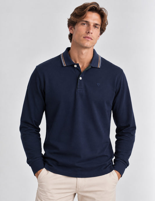 POLO IN PIQUET CON DETTAGLI A CONTRASTO uomo blue fm26w02qu cc-a0601