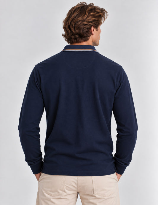 POLO IN PIQUET CON DETTAGLI A CONTRASTO - back - 002