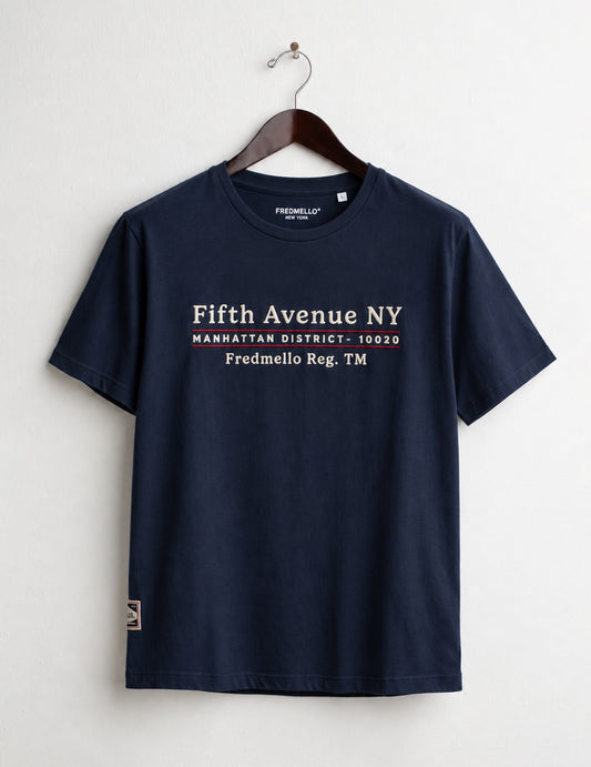 T-SHIRT GIROCOLLO CON GRAFICA RICAMATA uomo blue fm26w02tg cc-a0601