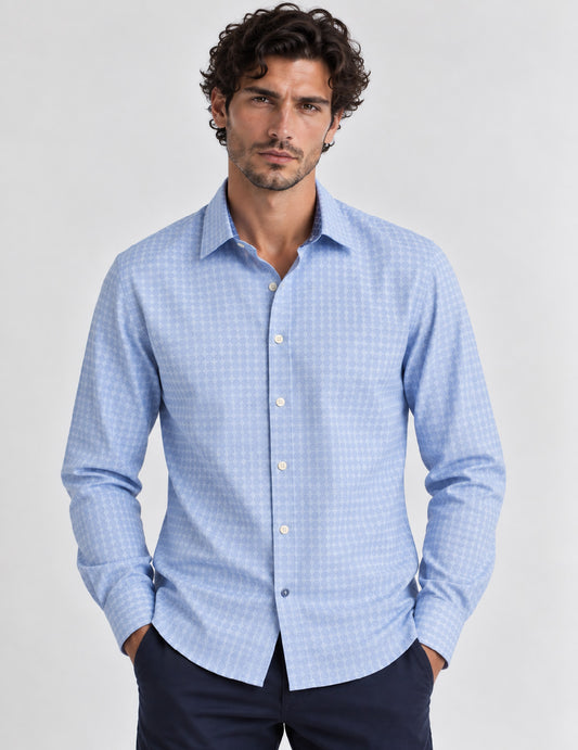 CAMICIA TINTOFILO JACQUARD CON DETTAGLI A CONTRASTO uomo light blue fm26w03ct cc-a1001