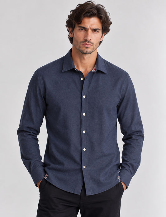 CAMICIA IN VAIELLA CON DETTAGLI A CONTRASTO uomo blue fm26w04cu cc-a0601