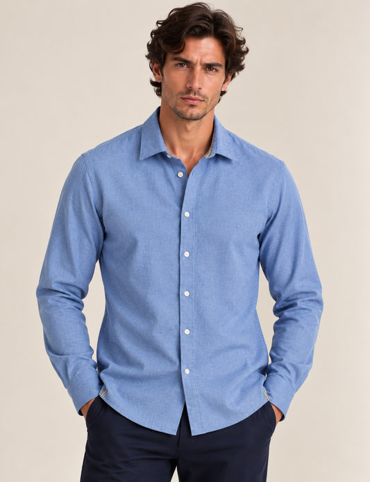 CAMICIA IN VAIELLA CON DETTAGLI A CONTRASTO uomo middle blue fm26w04cu cc-a1101