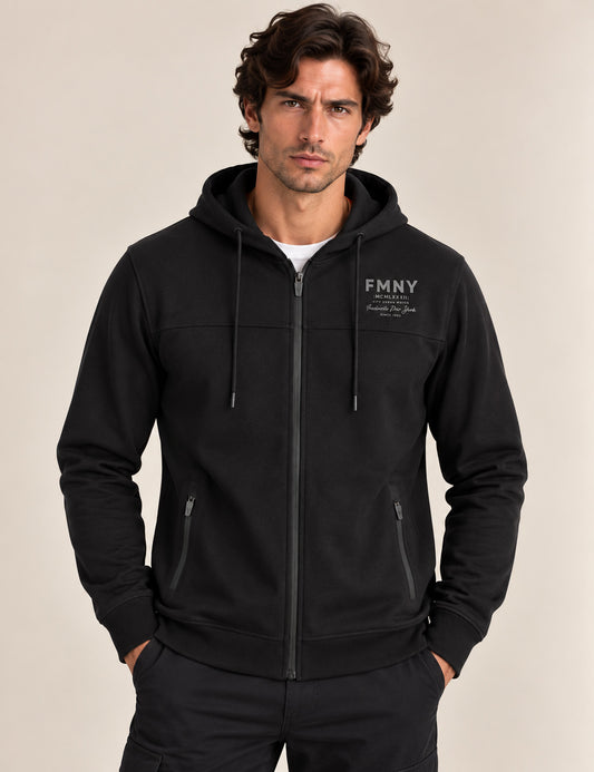 FELPA FULL ZIP CON DETTAGLI 3D uomo black fm26w04fz cc-a0951