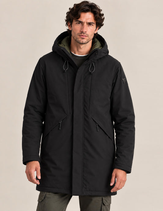 GIUBBOTTO BICOLORE CON CAPPUCCIO IMBOTTITO uomo black fm26w04ku cc-a0951