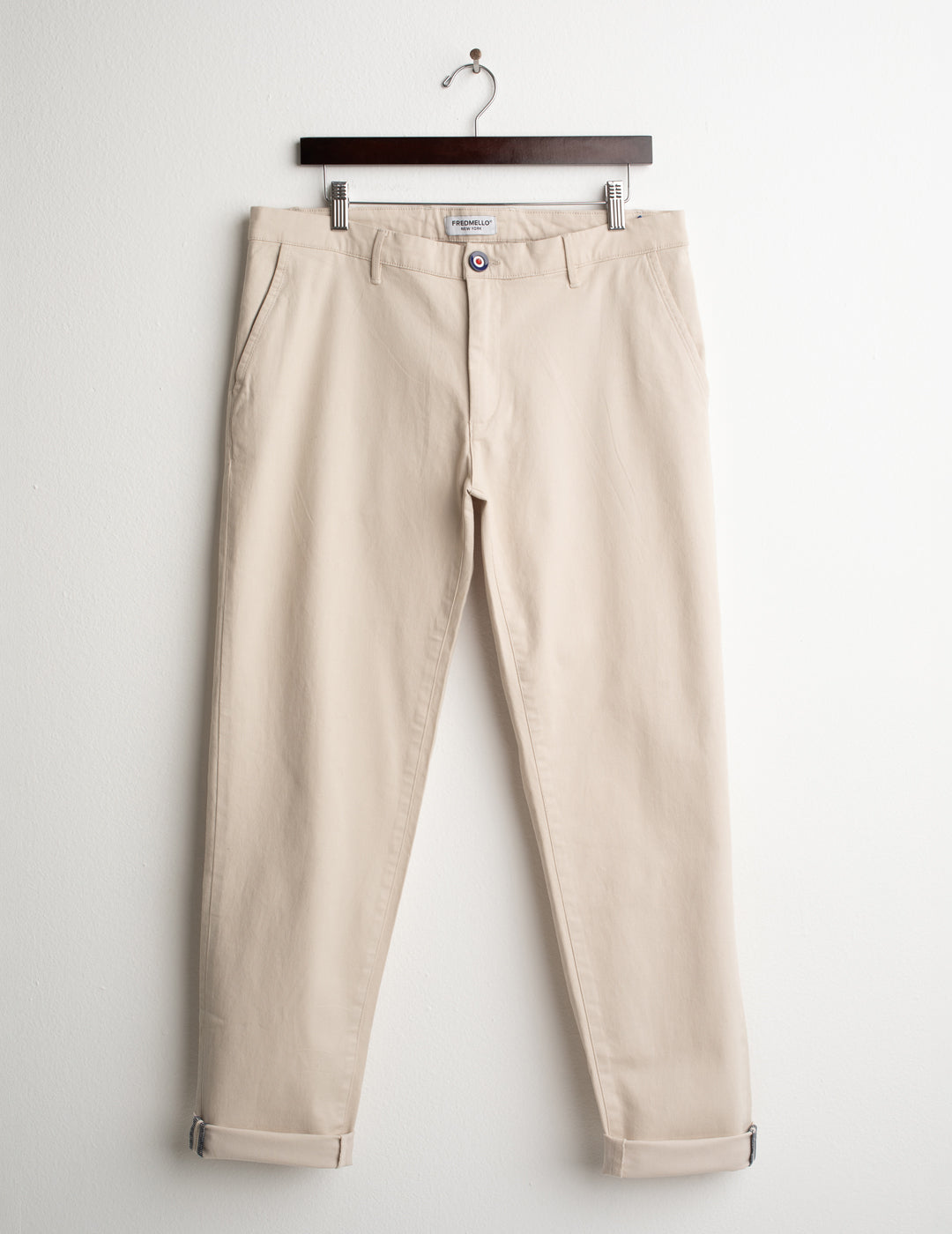 SLIM-FIT STRETCH GABARDINE CHINO TROUSERS man ivory fm26w04pu cc-a0910 PANTALONE UNITO MAN